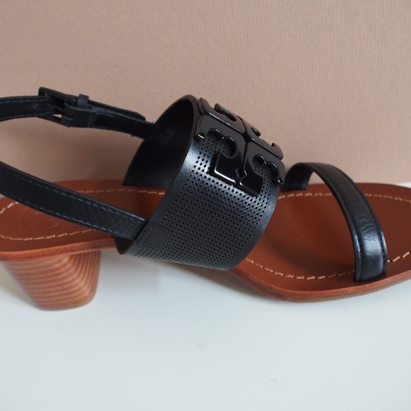 Tory Burch Lowell 2 Perforated Sandals Black S 8 - Picture 5 of 10
